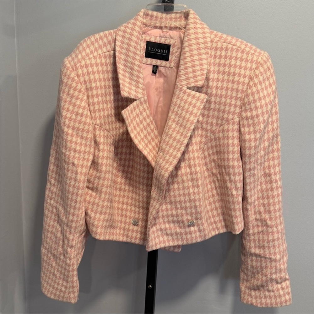 Eloquii Pink Houndstooth Women's Jacket